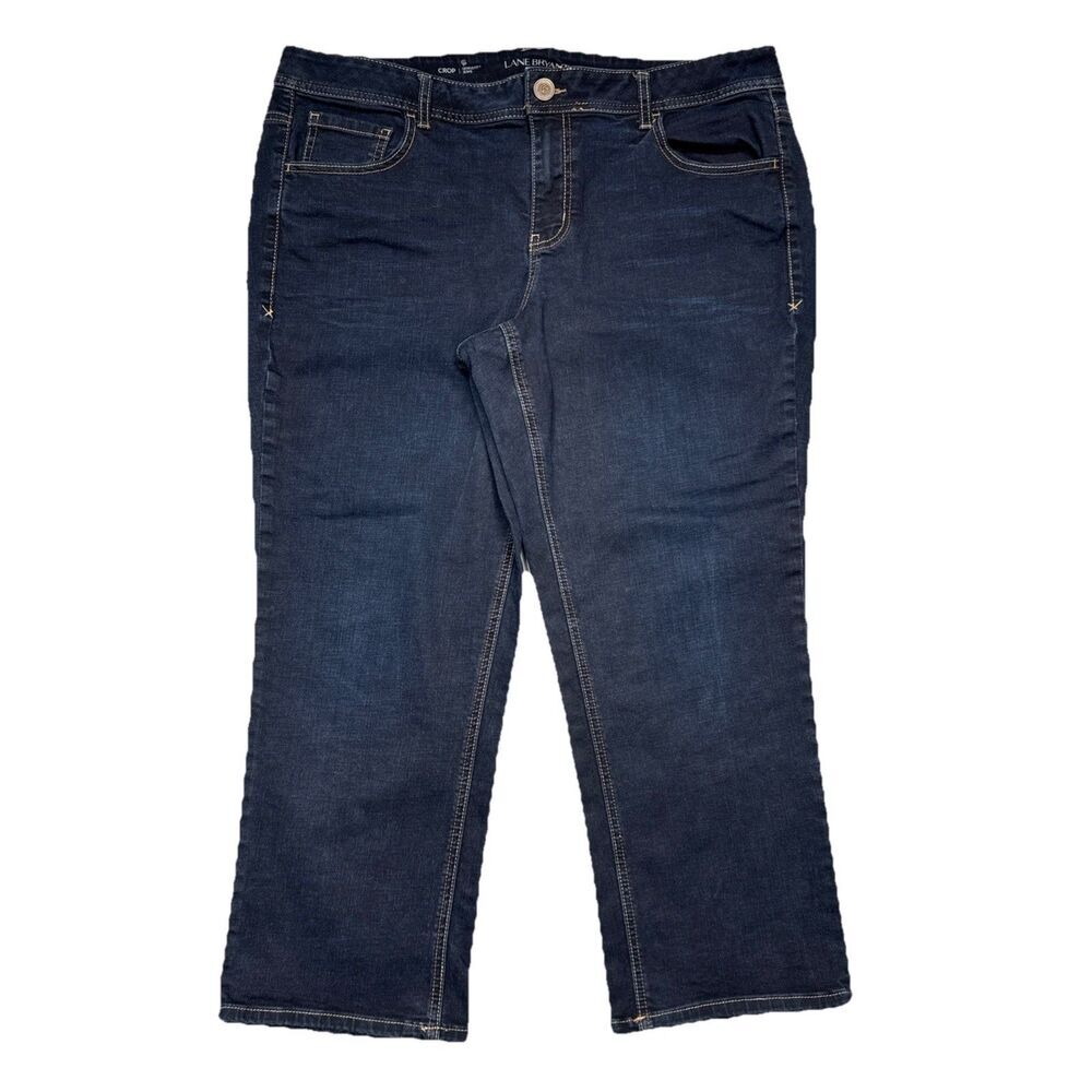Lane Bryant Crop Genius Fit Jeans Plus 18 (38x25) Dark Wash Blue Stretch Womens